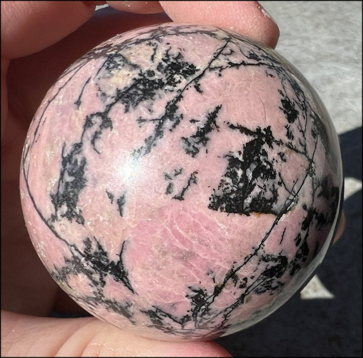 Rhodonite Crystal Ball / Sphere - Open Heart Chakra - with Synergy 15+ yrs