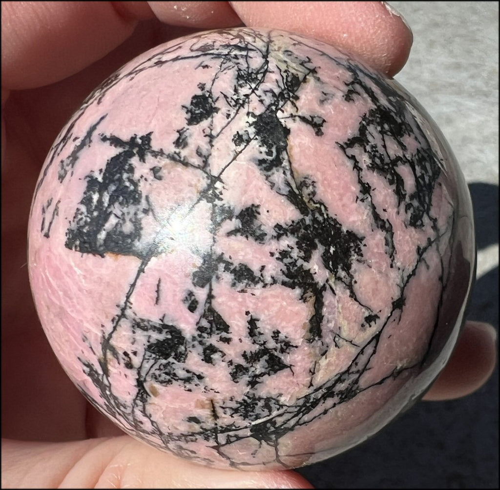 Rhodonite Crystal Ball / Sphere - Open Heart Chakra - with Synergy 15+ yrs
