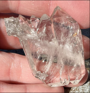 Sparkly Faden Quartz Crystal with Hematite inclusion - Crown Chakra, Astral Travel