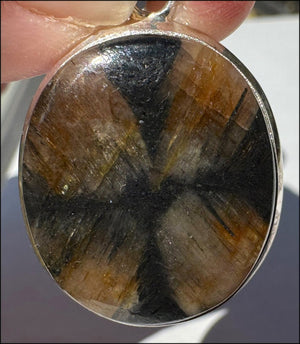Sterling Silver and CHIASTOLITE Crystal Pendant - AKA "Cross Stone" - with Synergy 10+ years