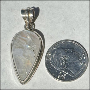 Sterling Silver and RAINBOW MOONSTONE Crystal Pendant - with Synergy 10+ years