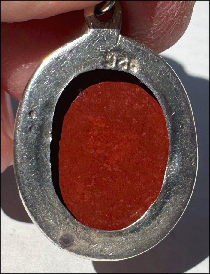 Sterling Silver and RED JASPER Crystal Pendant - Stone of Counselors and Healers - with Synergy 10+ years