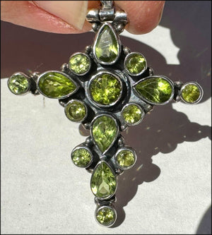 Sterling Silver and PERIDOT Cross Pendant - with Synergy 10+ years