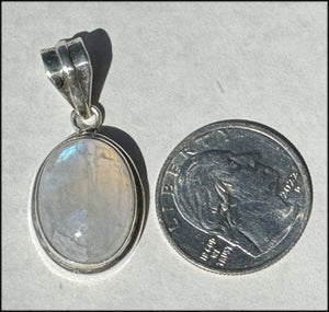 Sterling Silver and RAINBOW MOONSTONE Crystal Pendant - with Synergy 10+ years