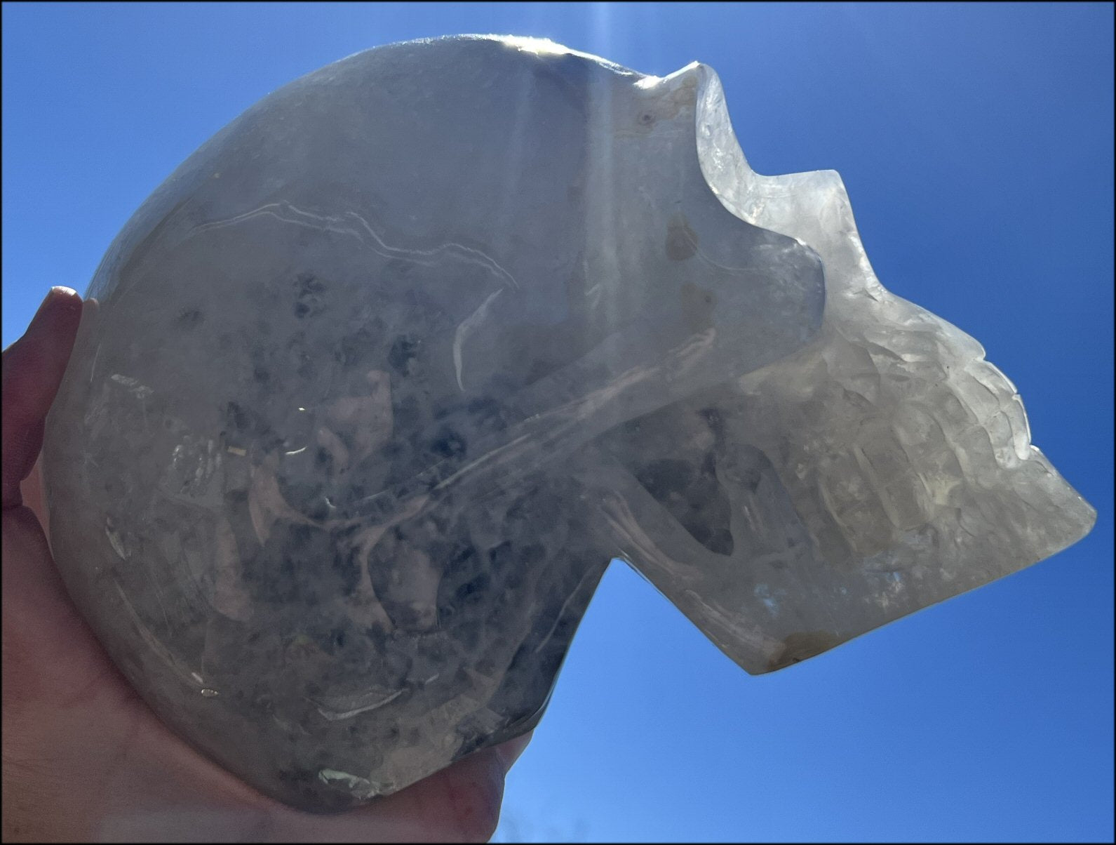 ~Super Sparkly~ LifeSize Agate GEODE Crystal Skull with Shimmery Rainbows, Weird Matrix!