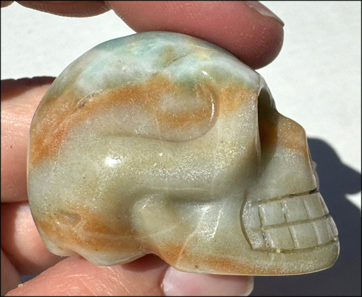 Peruvian BLUE OPAL Crystal Skull with Small VUGS - Creativity, Communication