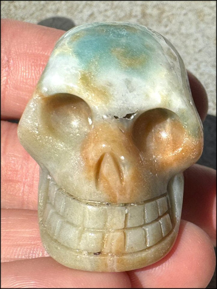 Peruvian BLUE OPAL Crystal Skull with Small VUGS - Creativity, Communication