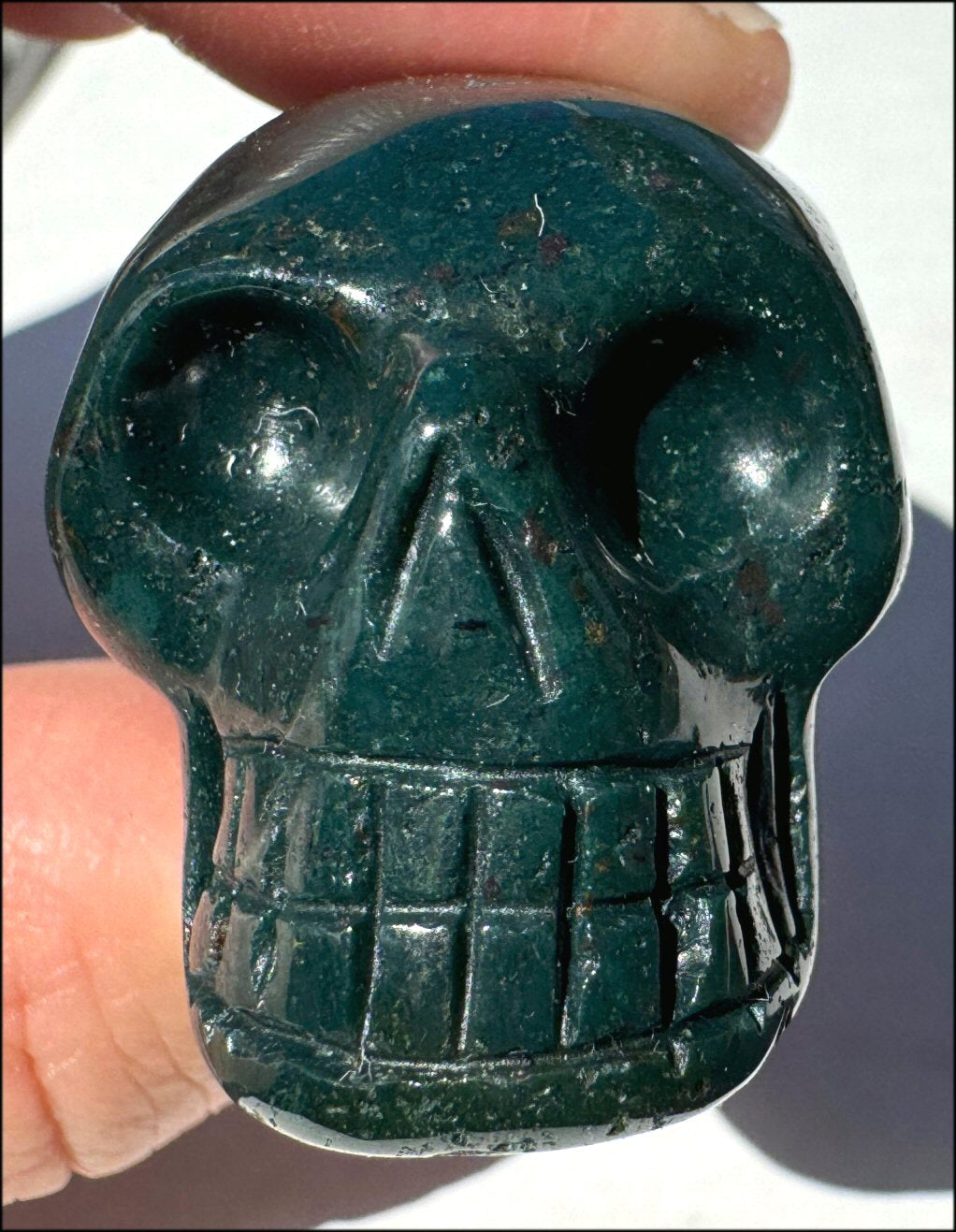 Bloodstone CRYSTAL SKULL - Emotional Cleansing + Healing - with Synergy 8+ yrs