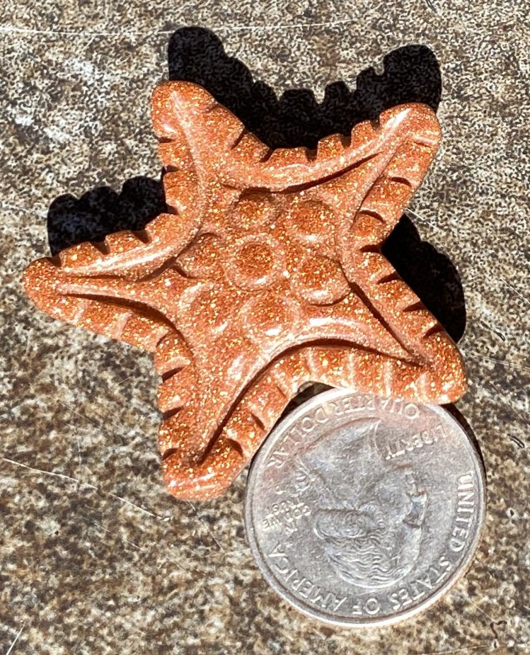 Carved Goldstone STARFISH Totem - Follow your own STAR