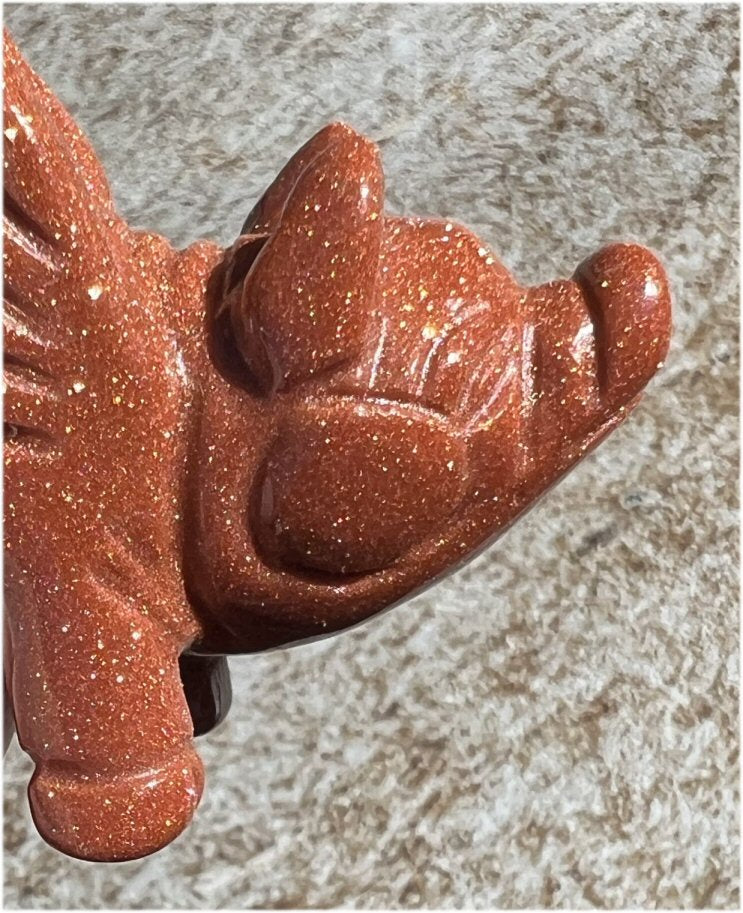 ~Sparkly~ Goldstone Winged / Flying PIG Totem - Protection, Prosperity