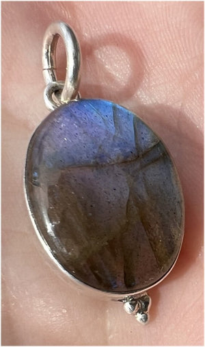 Dainty Oval Sterling Silver and Labradorite Crystal Pendant - Work with Nature Spirits - with Synergy 9+ years
