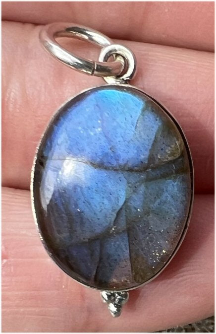 Dainty Oval Sterling Silver and Labradorite Crystal Pendant - Work with Nature Spirits - with Synergy 9+ years