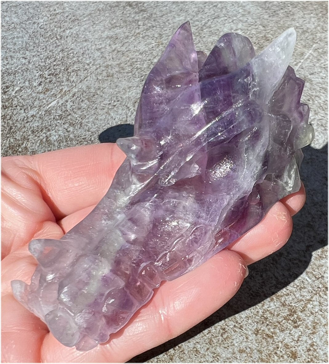 Fluorite DRAGON Crystal Skull Great for meditation! Blue Star