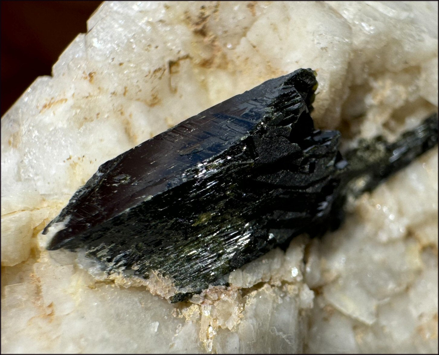 Aegirine Crystal Specimen on Microline Matrix - Grounding, Root Chakra