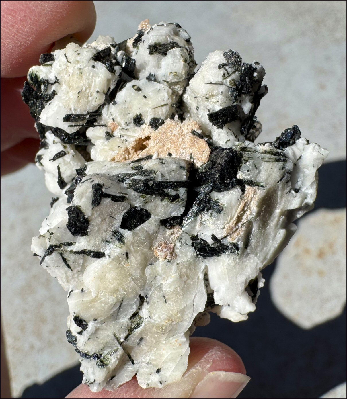 Aegirine Crystal Specimen on Microline Matrix - Grounding, Root Chakra