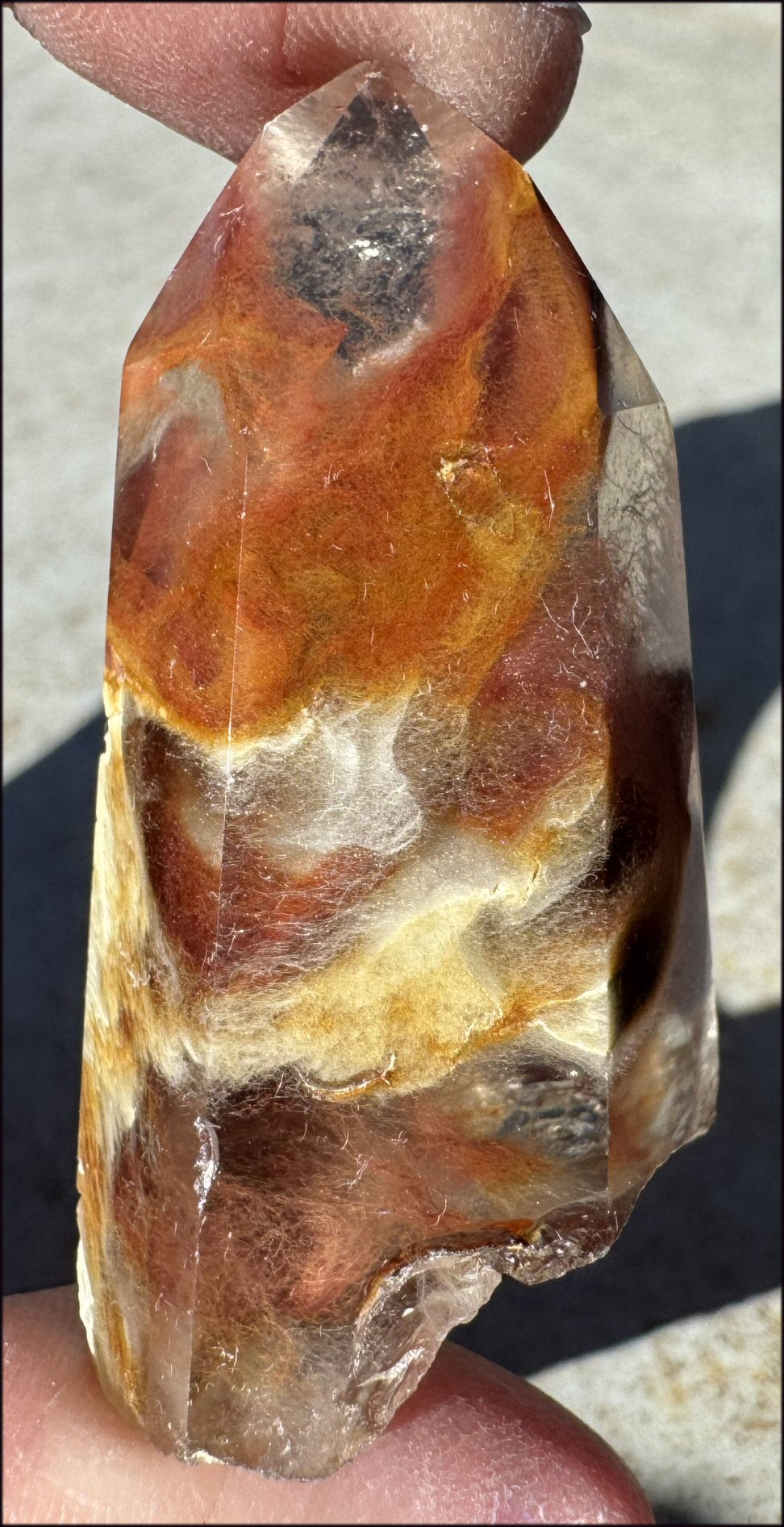 Angel Phantom Quartz Crystal Point - AKA Amphibole Quartz - Past Life Work