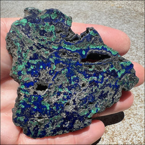 Azurite Malachite Mini Slab / Pocket Stone - Ease Anxiety, Balance Chakras