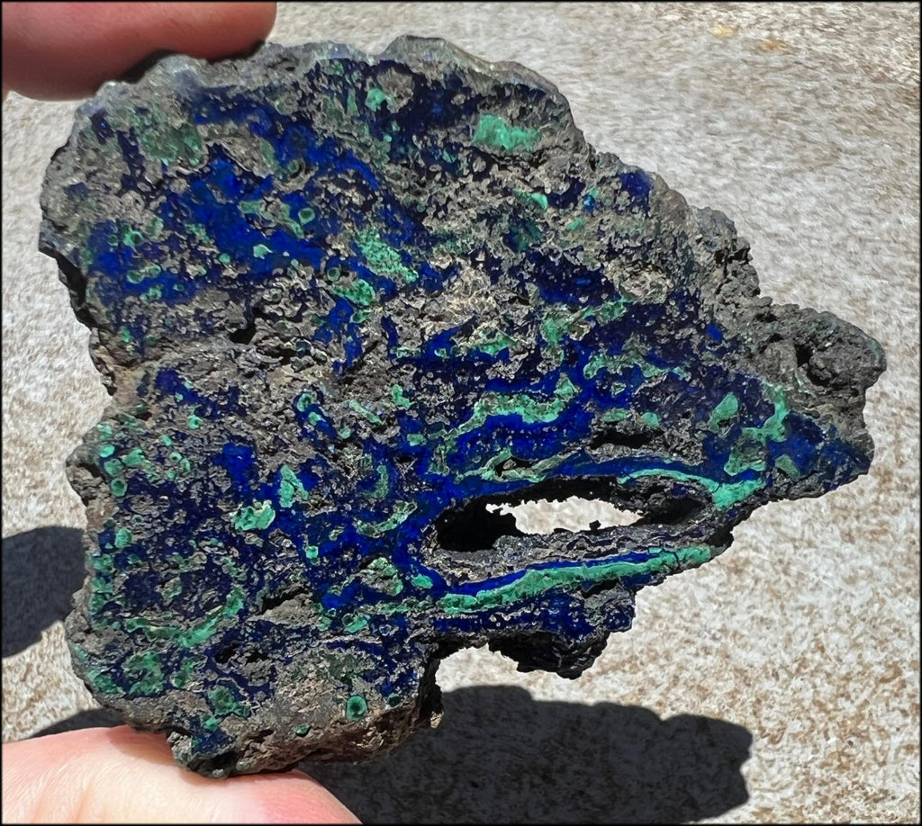 Azurite Malachite Mini Slab / Pocket Stone - Ease Anxiety, Balance Chakras