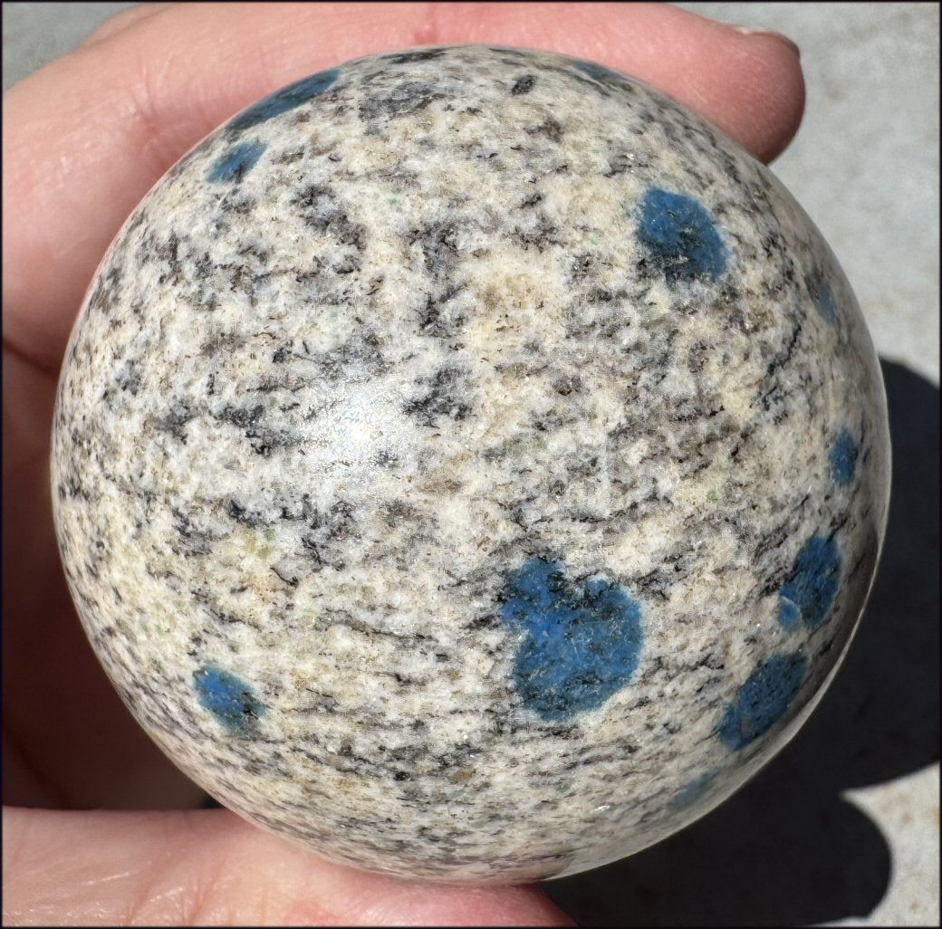 Raindrop Azurite / K2 Granite Crystal Ball / Sphere - Grounding, Divination