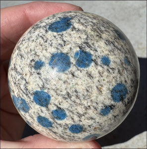 Raindrop Azurite / K2 Granite Crystal Ball / Sphere - Grounding, Divination