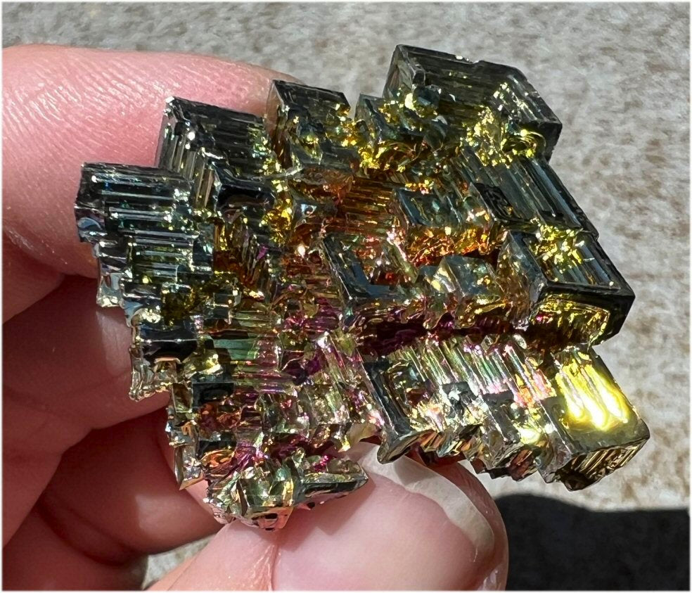 Lg. BISMUTH Crystal Specimen with Fabulous Geometric Patterns - Promote calm