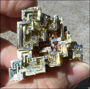 Lg. BISMUTH Crystal Specimen with Fabulous Geometric Patterns - Promote calm