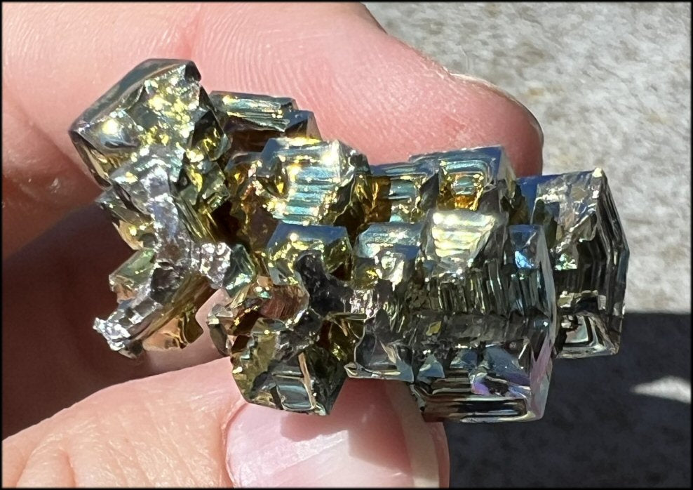 Lg. BISMUTH Crystal Specimen with Fabulous Geometric Patterns - Promote calm