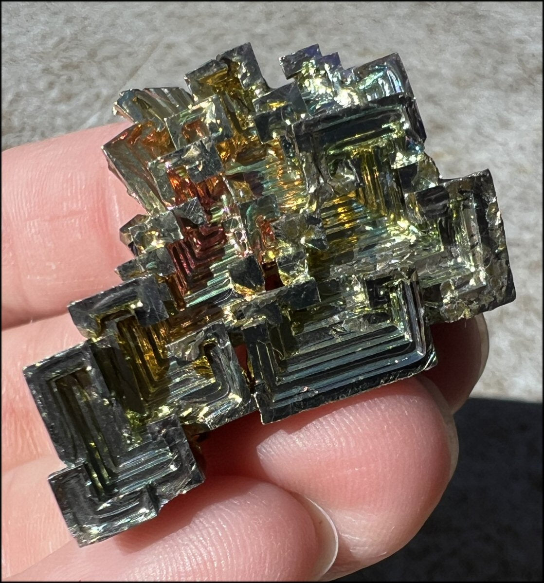 Lg. BISMUTH Crystal Specimen with Fabulous Geometric Patterns - Promote calm