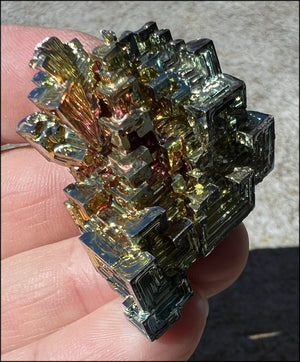 Lg. BISMUTH Crystal Specimen with Fabulous Geometric Patterns - Promote calm