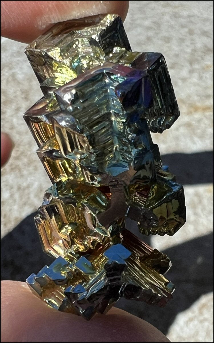 Lg. BISMUTH Crystal Specimen with Fabulous Geometric Patterns - Promote calm