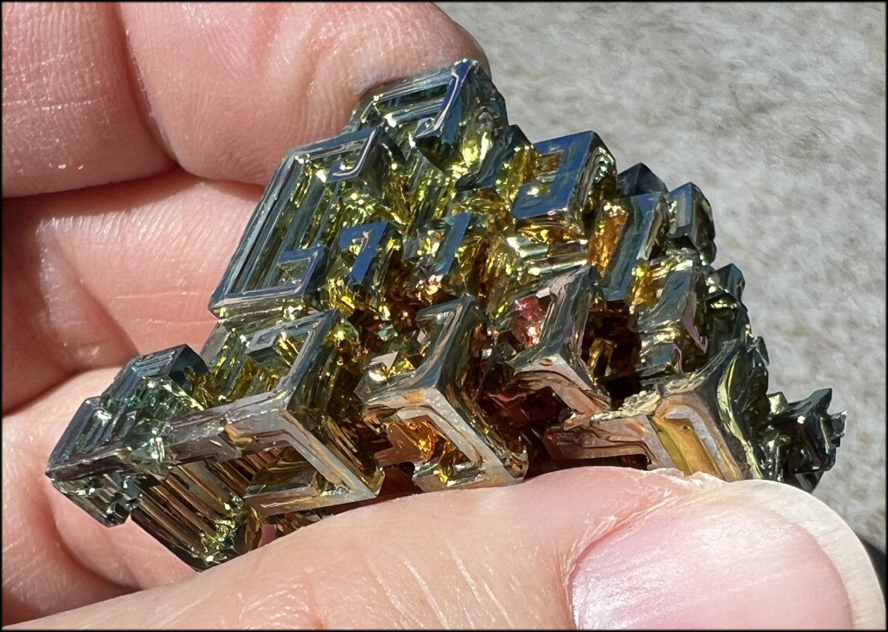 Lg. BISMUTH Crystal Specimen with Fabulous Geometric Patterns - Promote calm