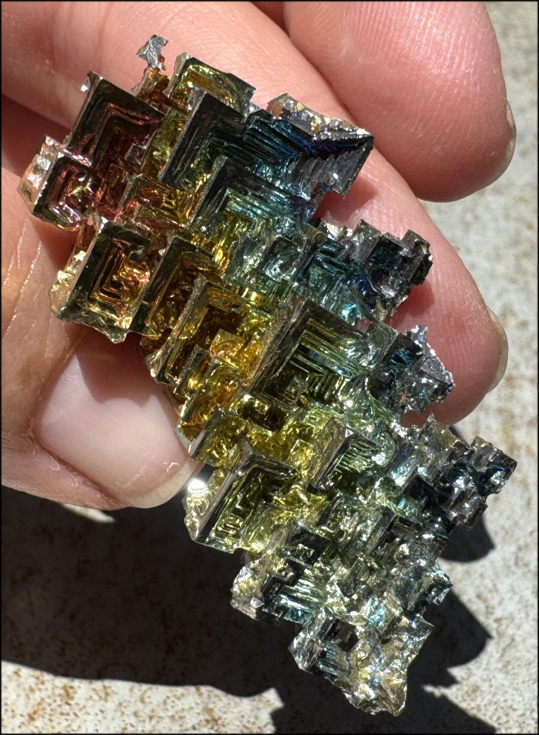 Lg. BISMUTH Crystal Specimen with Fabulous Geometric Patterns - Promote calm