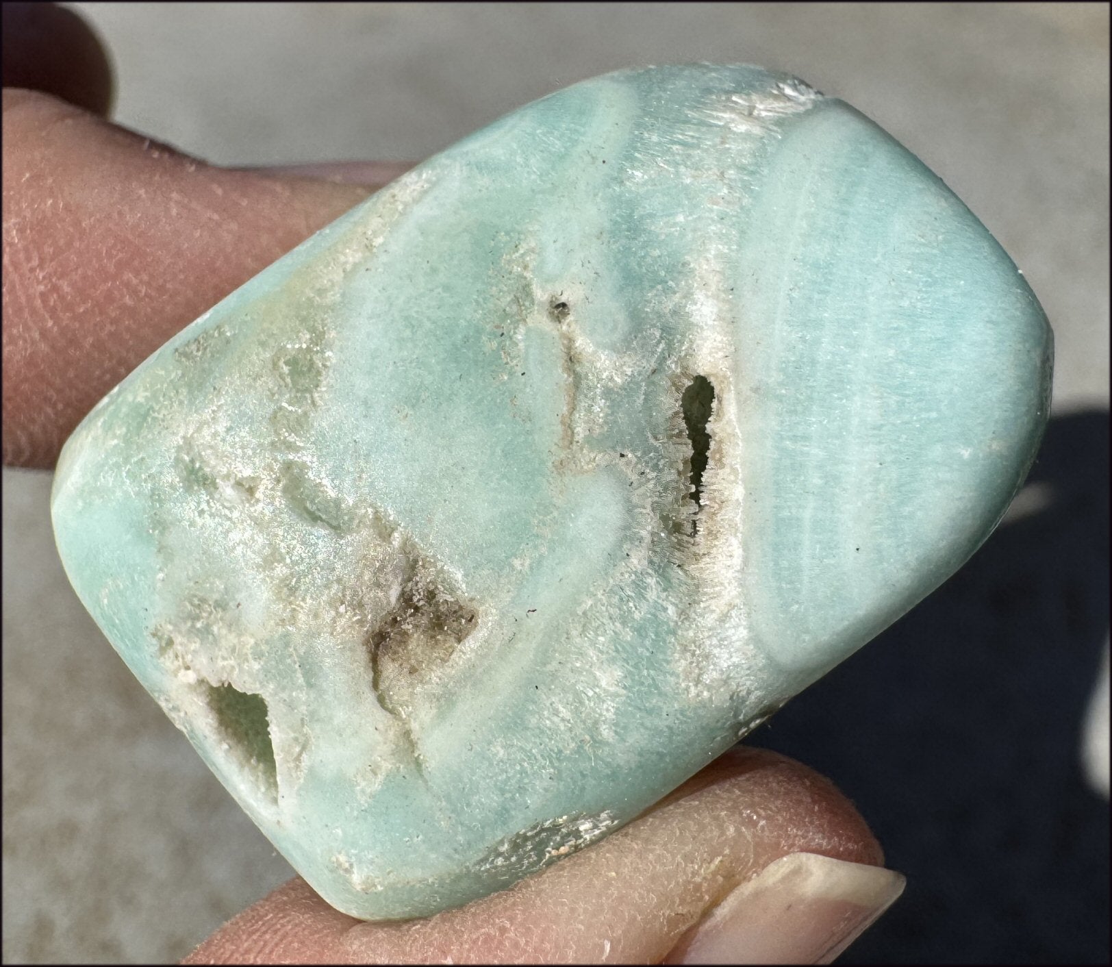 Caribbean Calcite Crystal Pocket Stone with Fantastic VUGS - Calm Communication