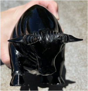 Black Obsidian BULL Totem - 4lbs+ - Taurus, Protection