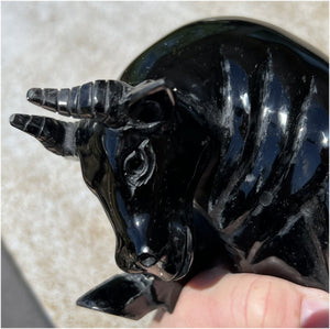 Black Obsidian BULL Totem - 4lbs+ - Taurus, Protection