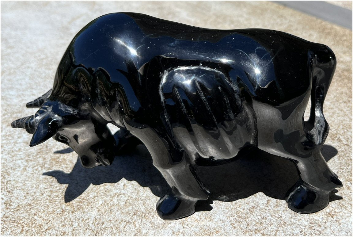 Black Obsidian BULL Totem - 4lbs+ - Taurus, Protection