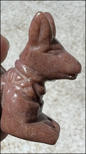 ~Unusual~ Carved Mauve Aventurine ANUBIS Dog Figure