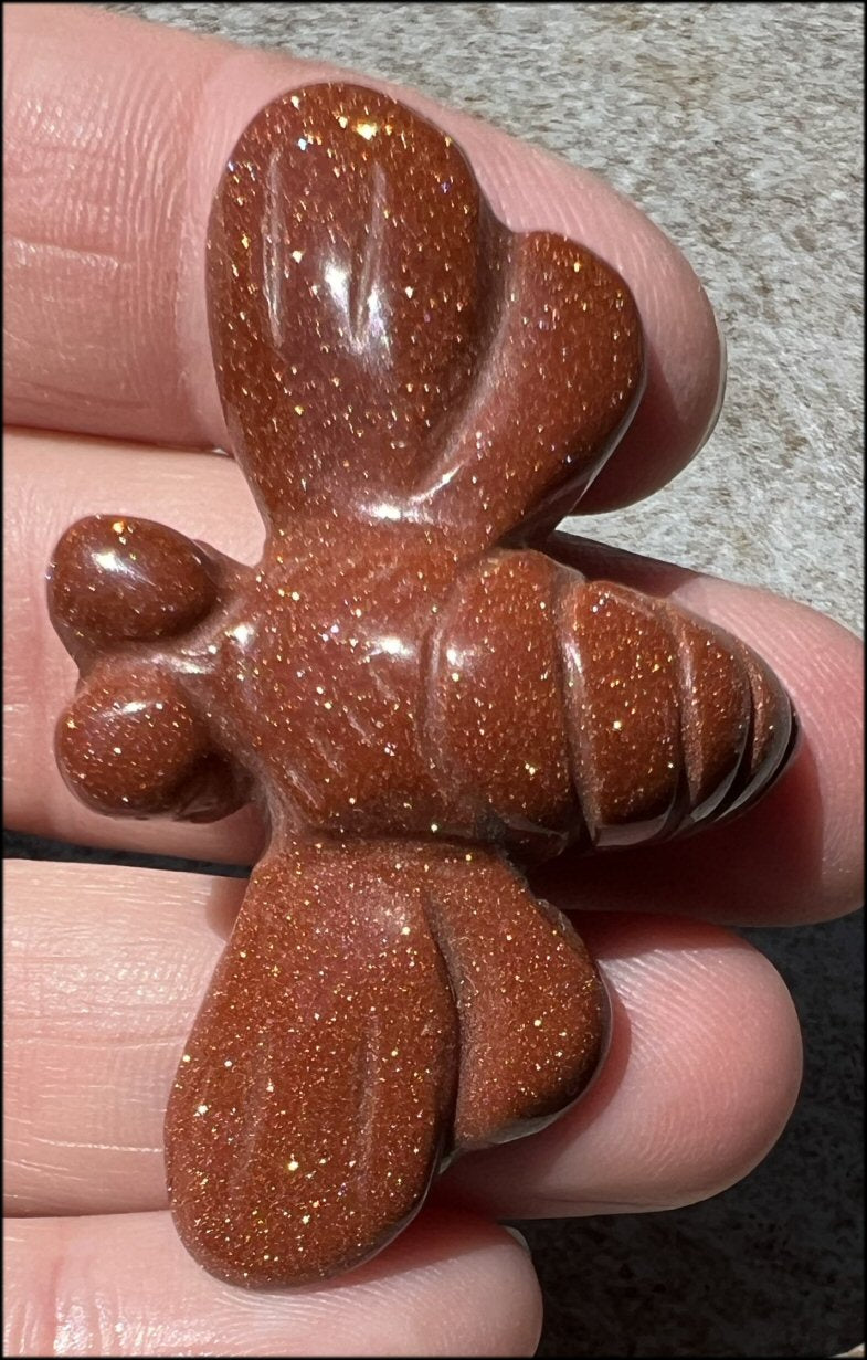 ~Sparkly!~ Carved Goldstone DRAGONFLY Totem