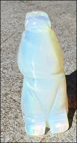 ~Rainbow Colors~ Carved Opalite HOWLING WOLF Totem