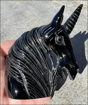 XL Obsidian BLACK UNICORN Bust - Protection, Remember the magic!