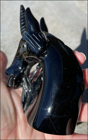 XL Obsidian BLACK UNICORN Bust - Protection, Remember the magic!