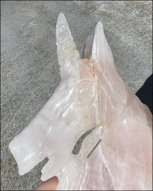 ~Amazing Details!~ Rose Quartz Crystal UNICORN Bust with Hematite - Needs Good Home