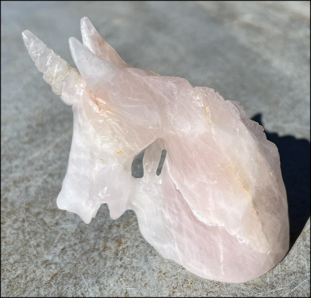 ~Amazing Details!~ Rose Quartz Crystal UNICORN Bust with Hematite - Needs Good Home