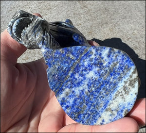 Lapis Lazuli UNICORN Bust with Pyrite+Calcite inclusions and Mesmerizing banding!