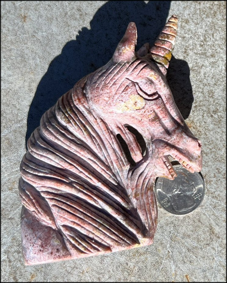 ~Old Stock~ OCEAN JASPER Unicorn Bust with Stunning Colors - Connect with the Fairy Folk and Devas