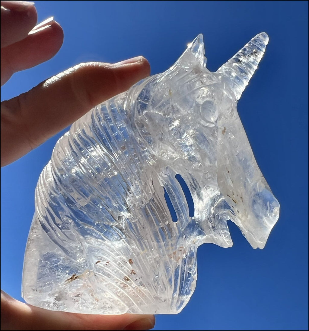 ~High Quality~ QUARTZ Unicorn Bust with Hematite, Rainbows - with Synergy 5+ years