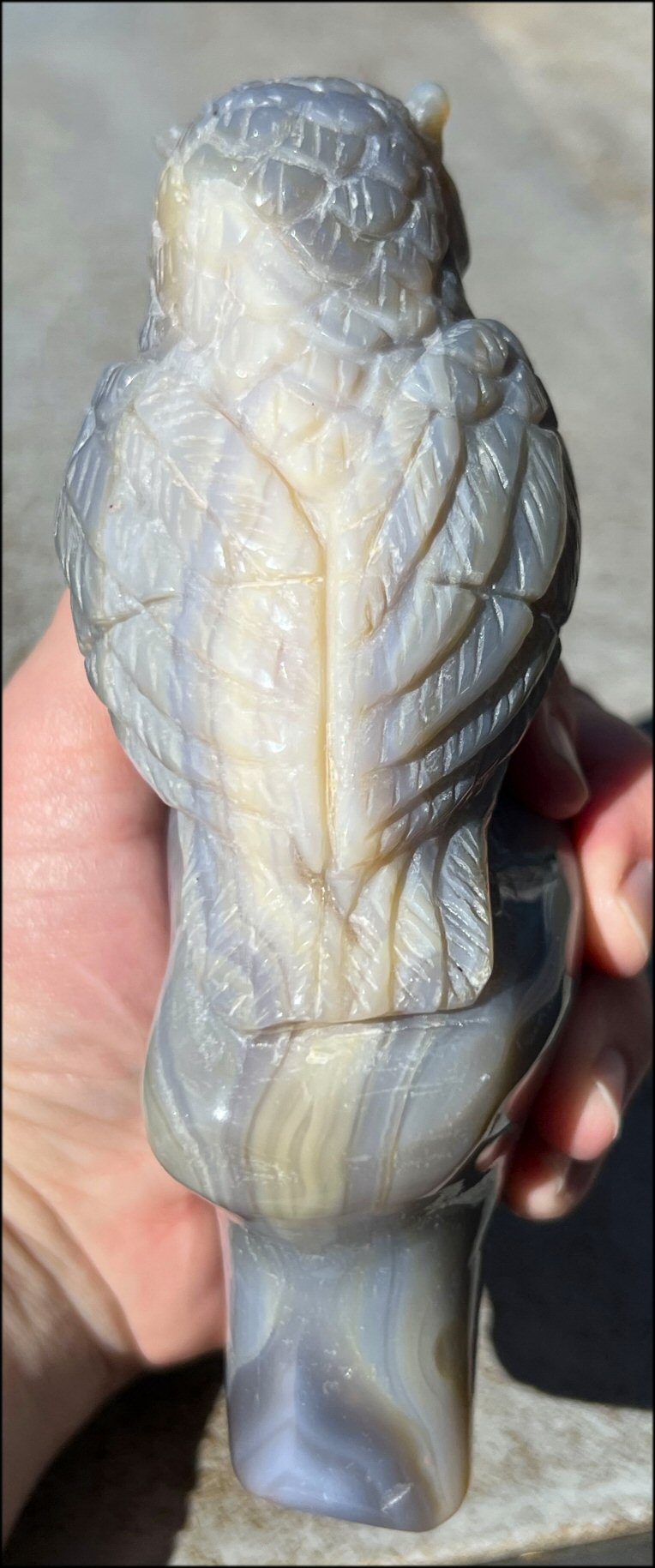 XL Agate OWL Totem with Lovely Banding - Inner Harmony, Wisdom