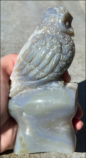 XL Agate OWL Totem with Lovely Banding - Inner Harmony, Wisdom