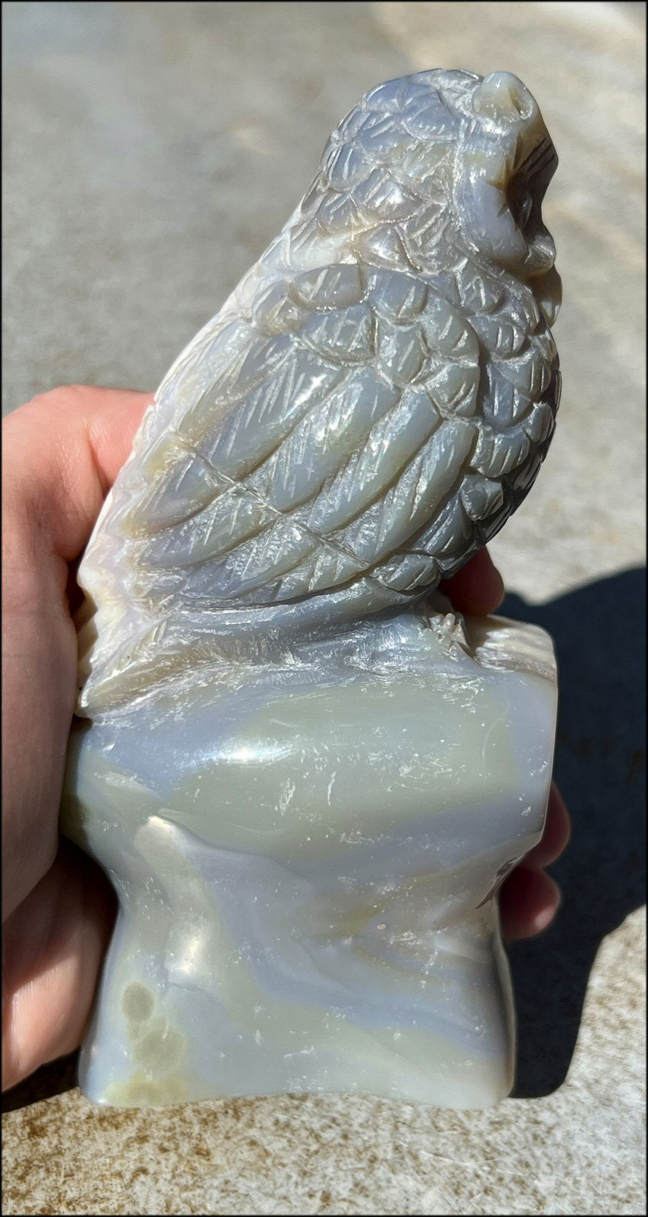 XL Agate OWL Totem with Lovely Banding - Inner Harmony, Wisdom