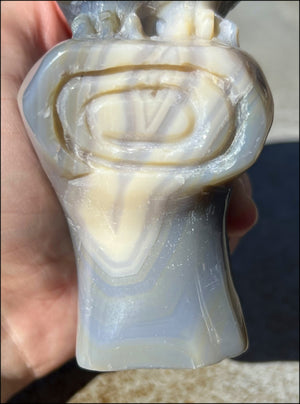 XL Agate OWL Totem with Lovely Banding - Inner Harmony, Wisdom